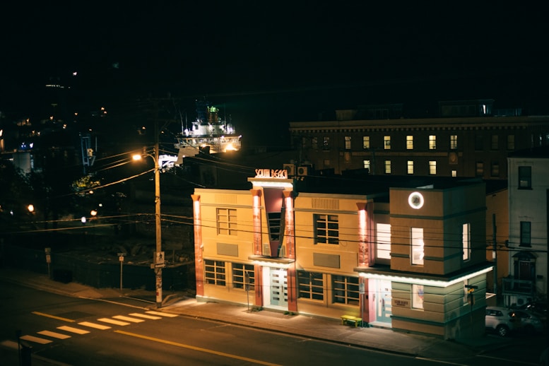 white concrete building during night time