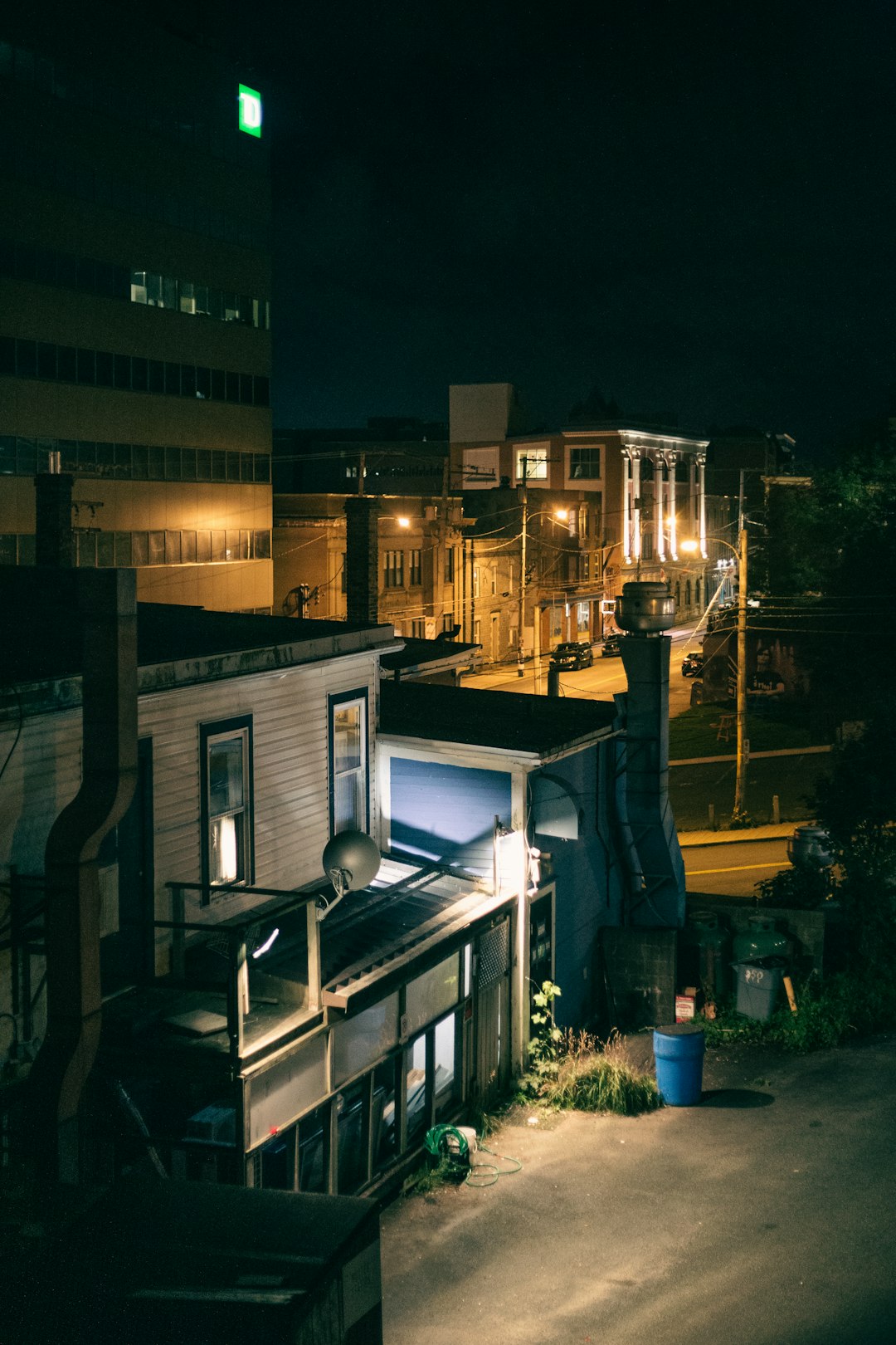 white and brown concrete building during night time