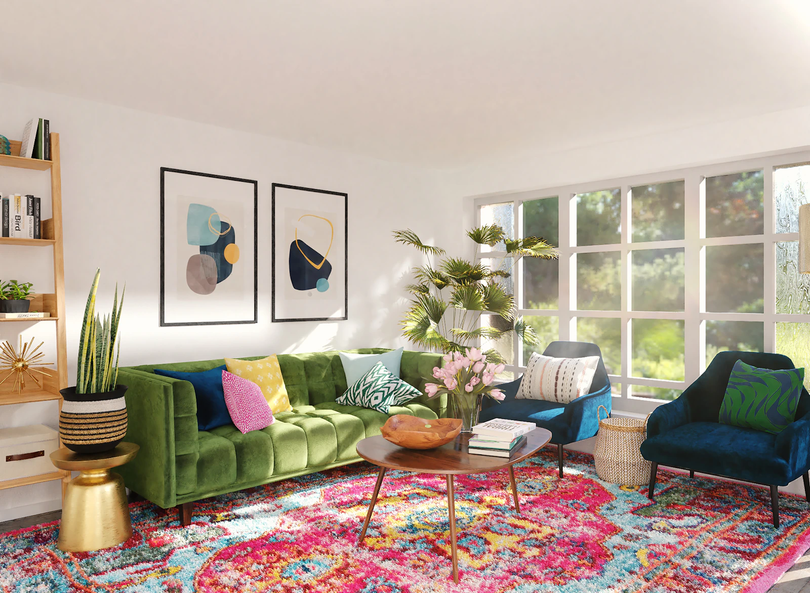 Colorful Scandinavian living room