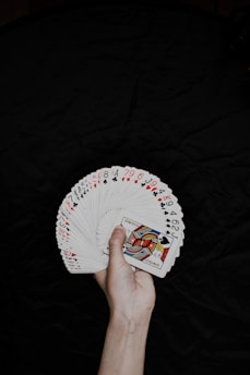 white red and blue round hand fan