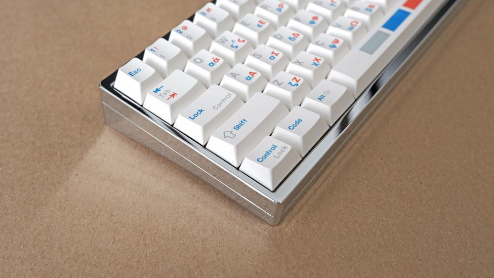 a close up of a keyboard on a table