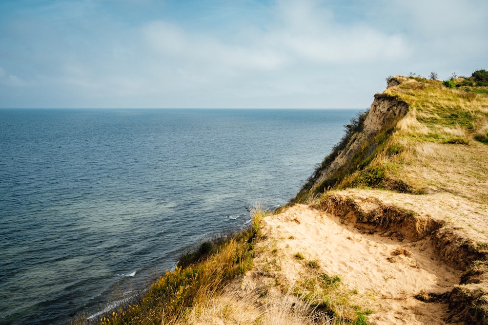 a view of the ocean from a cliff