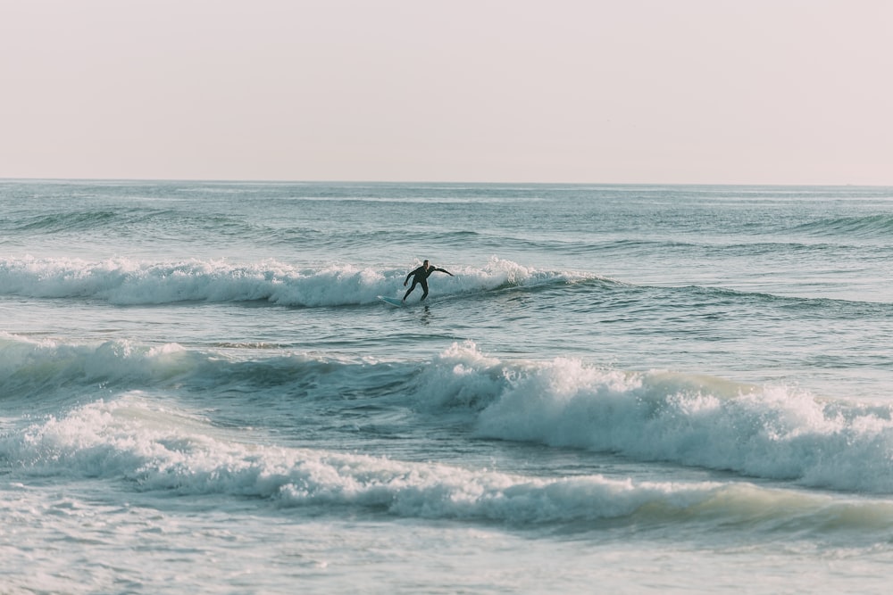 a man riding a wave in the ocean