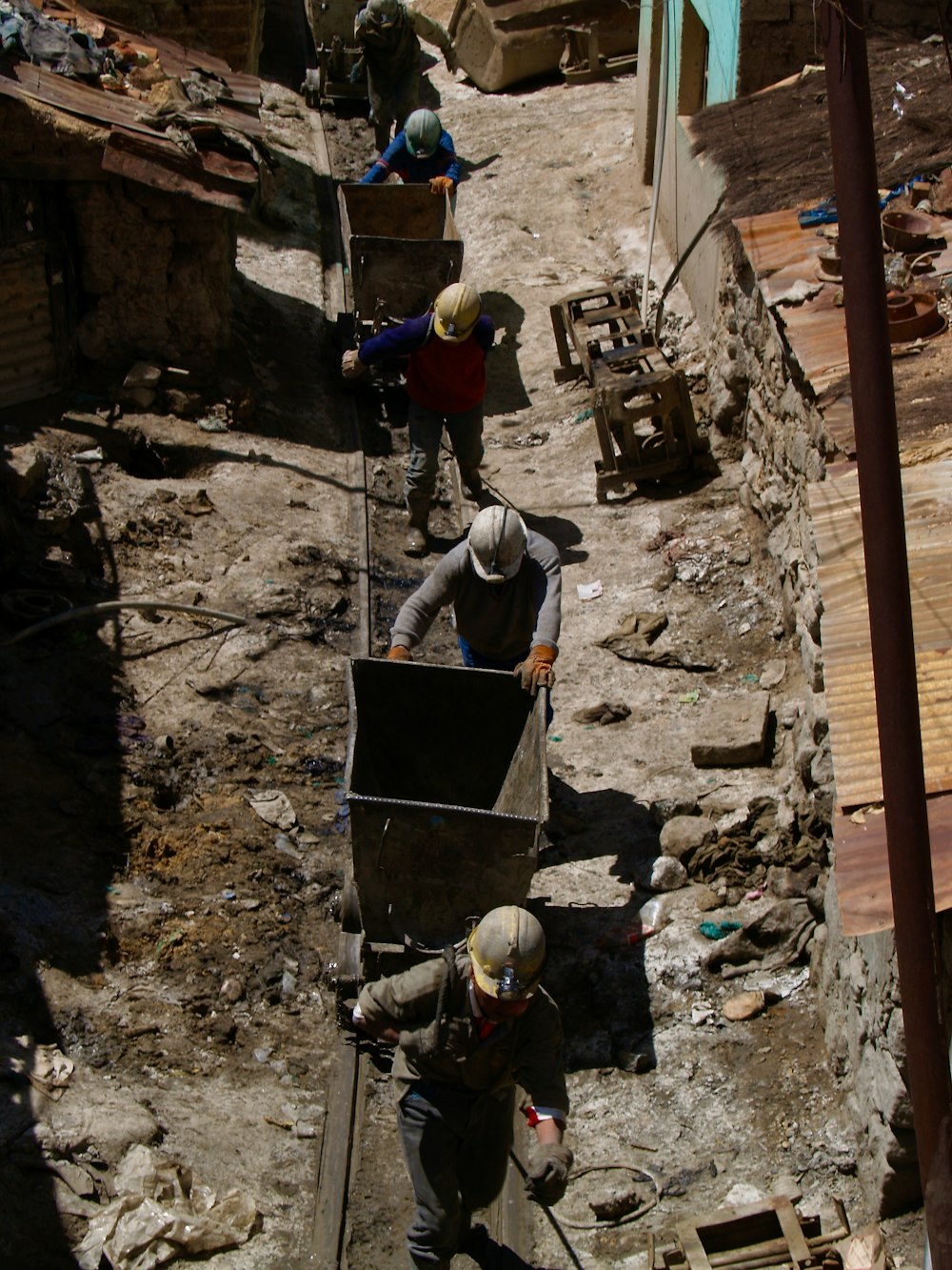 a group of men working on a construction site