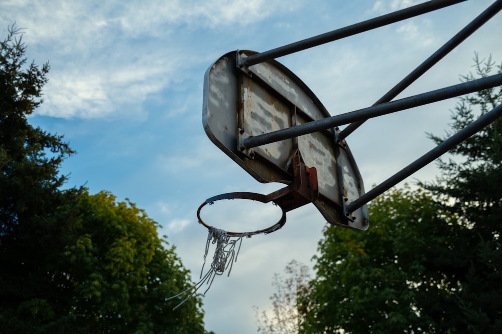 a basketball hoop with a basketball going through it