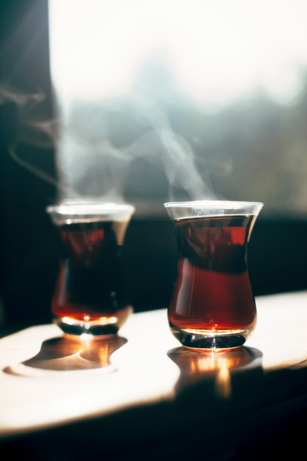 a cup of tea sitting on top of a table