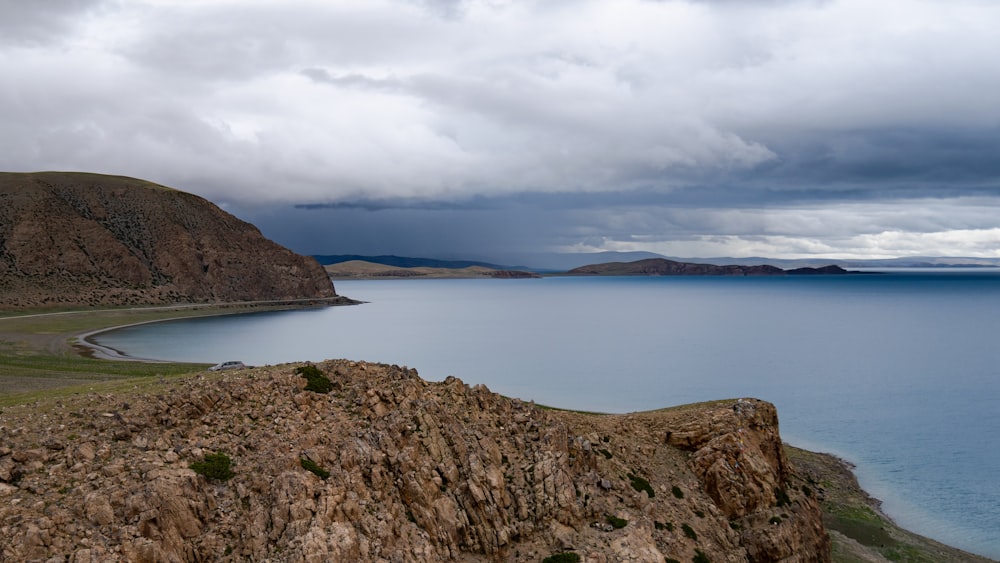 a large body of water surrounded by mountains