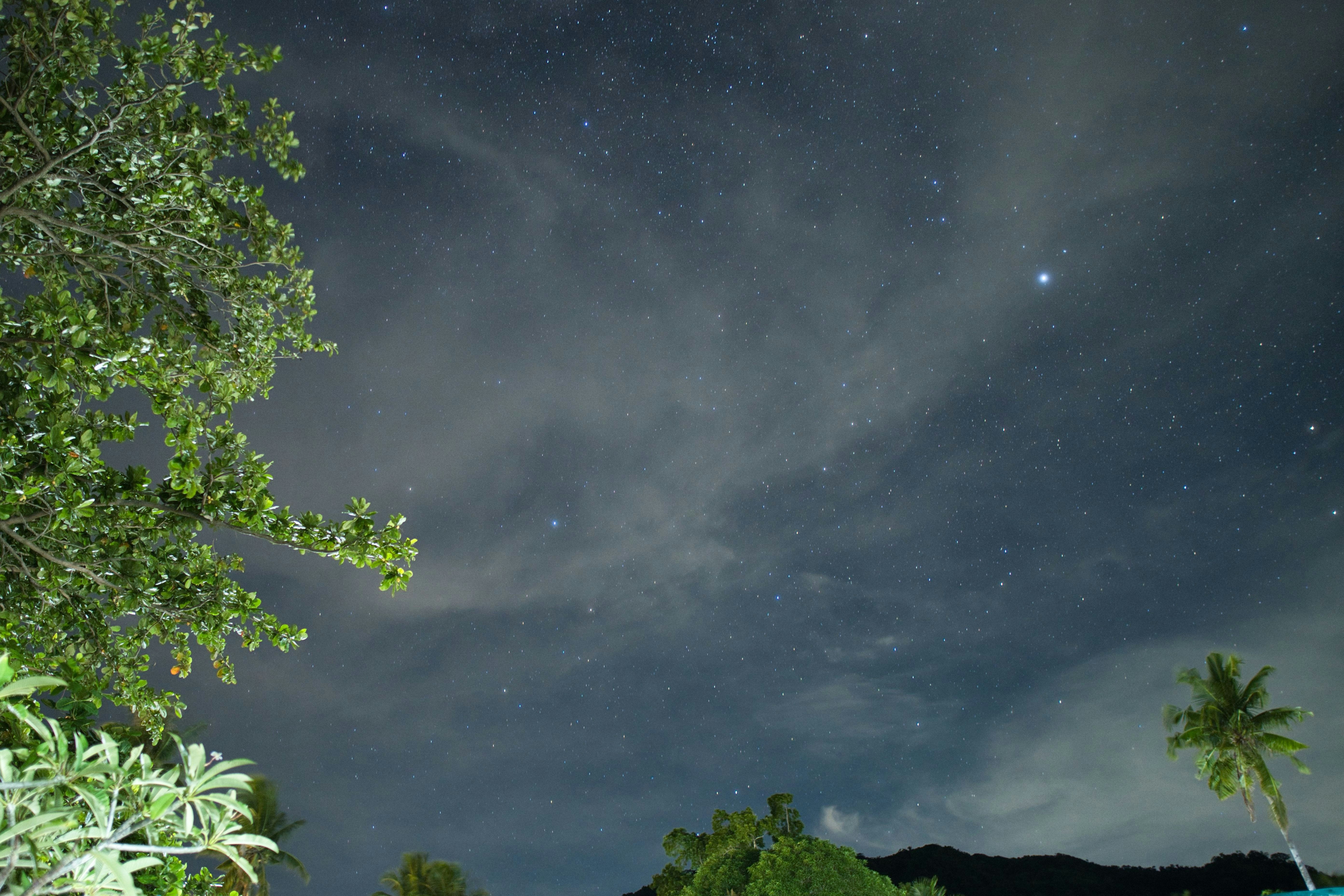 Langit malam penuh dengan bintang dan awan