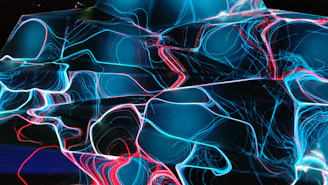 an abstract photograph of a blue and red object