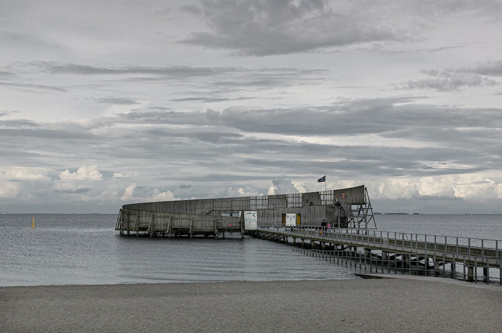 a long bridge over a body of water