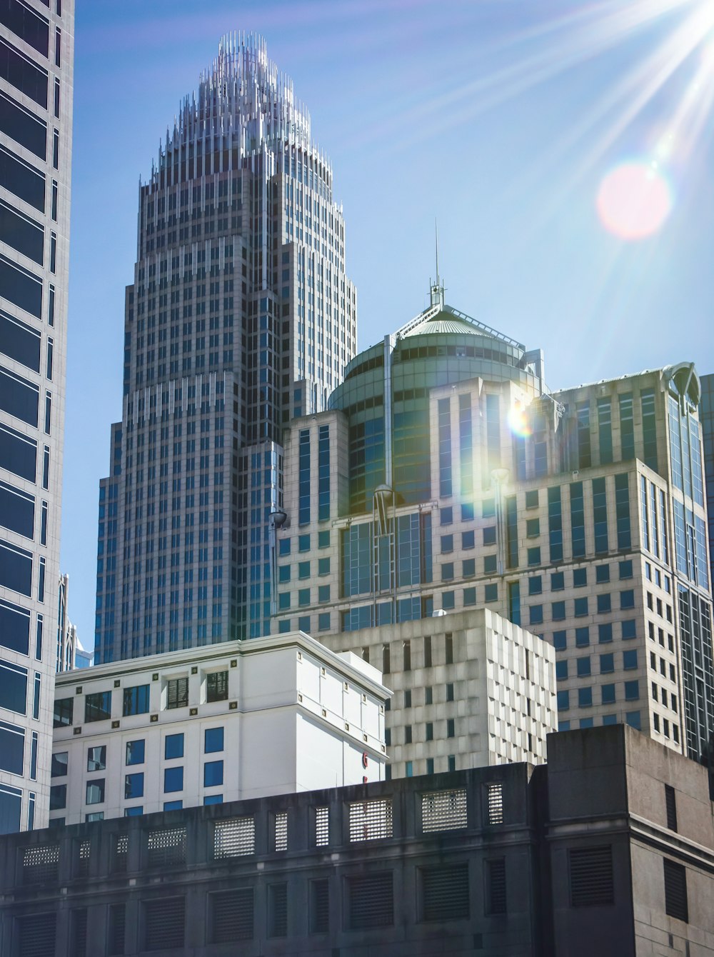 a view of a city with skyscrapers in the background