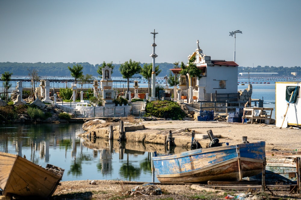 a couple of boats that are sitting in the water