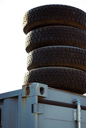 Stack of durable motorcycle tires ready for installation