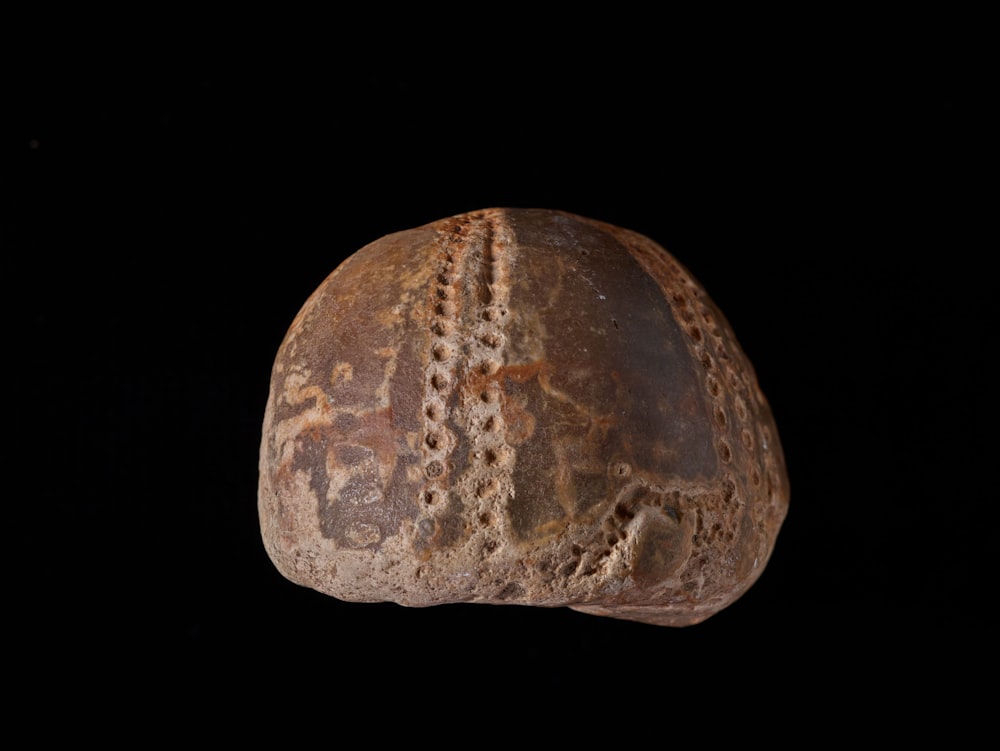 a rock with a design on it in the dark