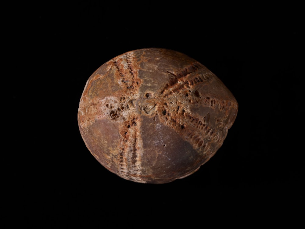 a rock with a cross on it on a black background