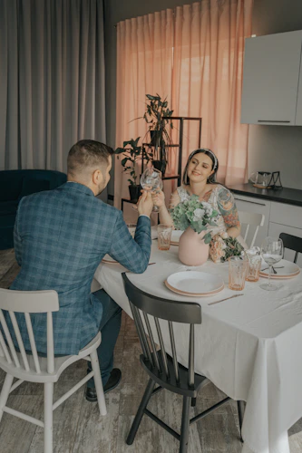 Couple at intimate wedding dinner