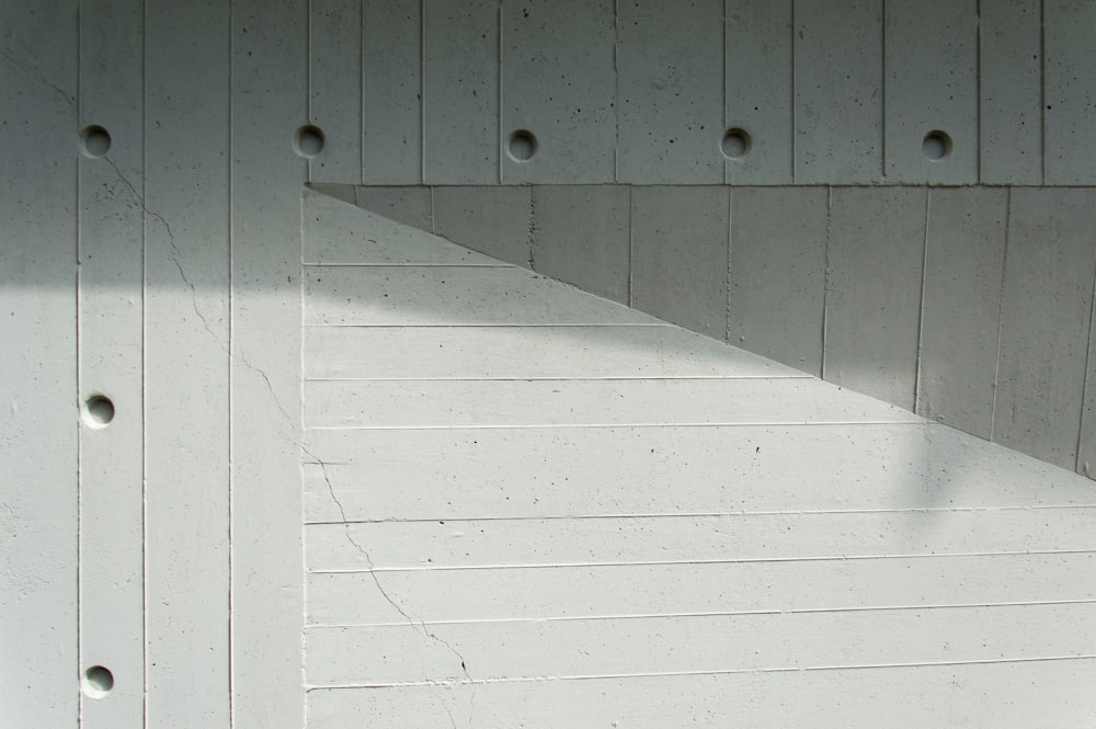 a black and white cat sitting on a white wall