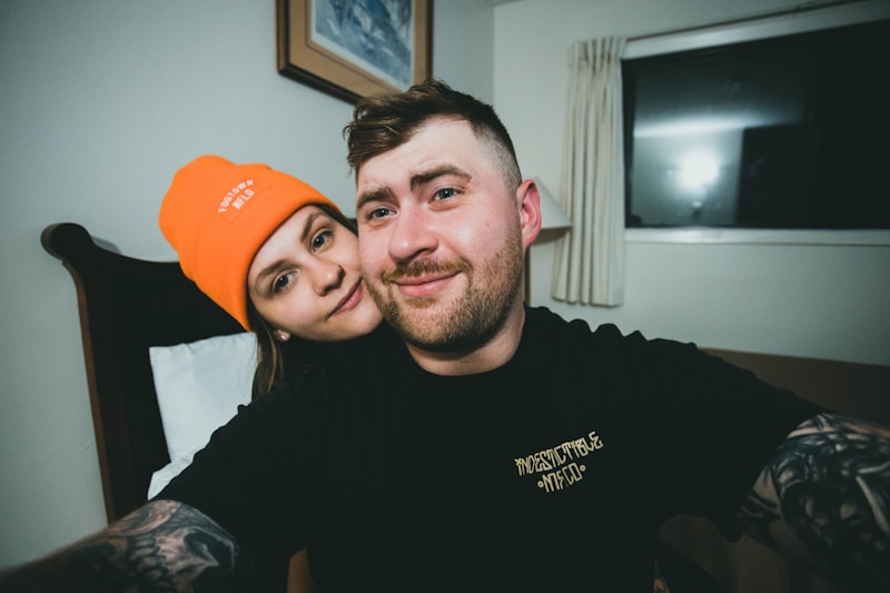 Couple posing with refined style