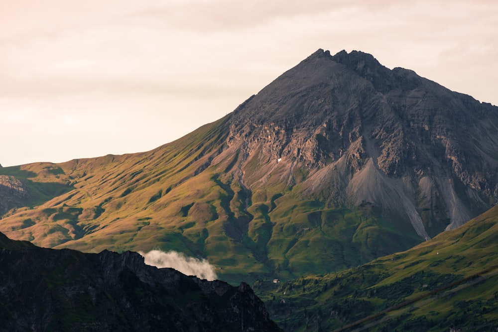 a view of a mountain range from a distance