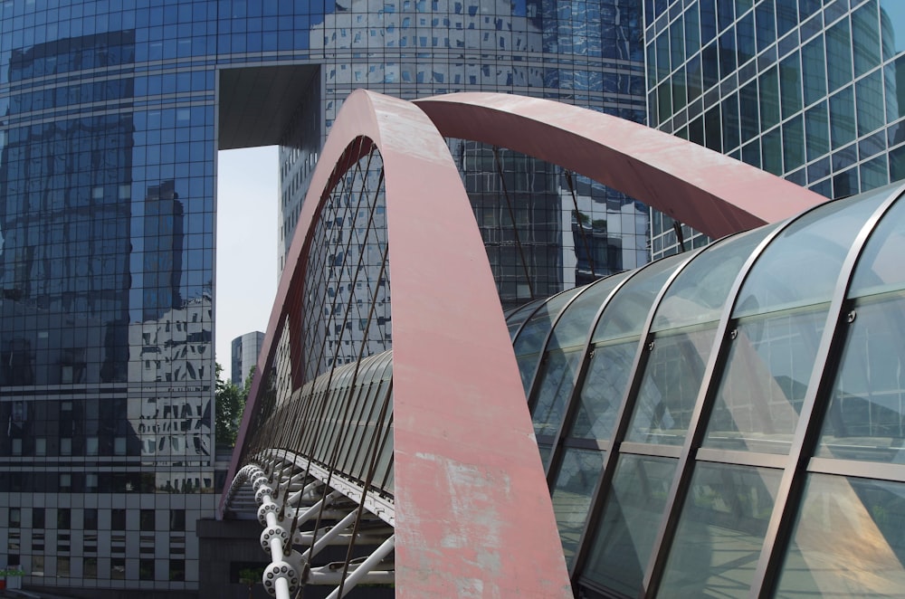 a view of a city with tall buildings and a bridge