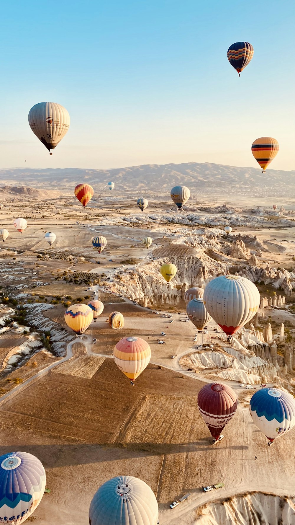 a bunch of hot air balloons flying in the sky