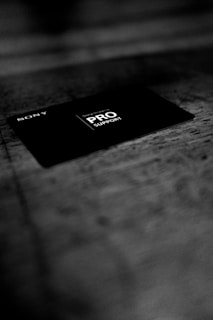 a black and white photo of a credit card