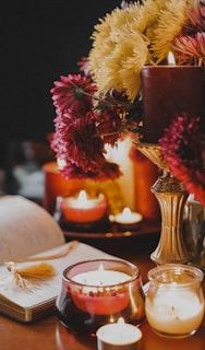 a vase of flowers on a table