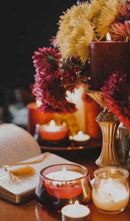 a vase of flowers on a table