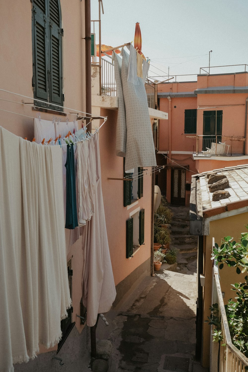 clothes hanging out to dry on a clothes line