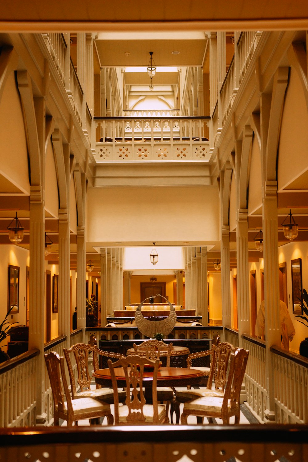 a large room with a lot of tables and chairs