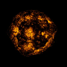 Stylized meteor wearing cool sunglasses blazing across a dark, lava-colored background with electric orange accents.