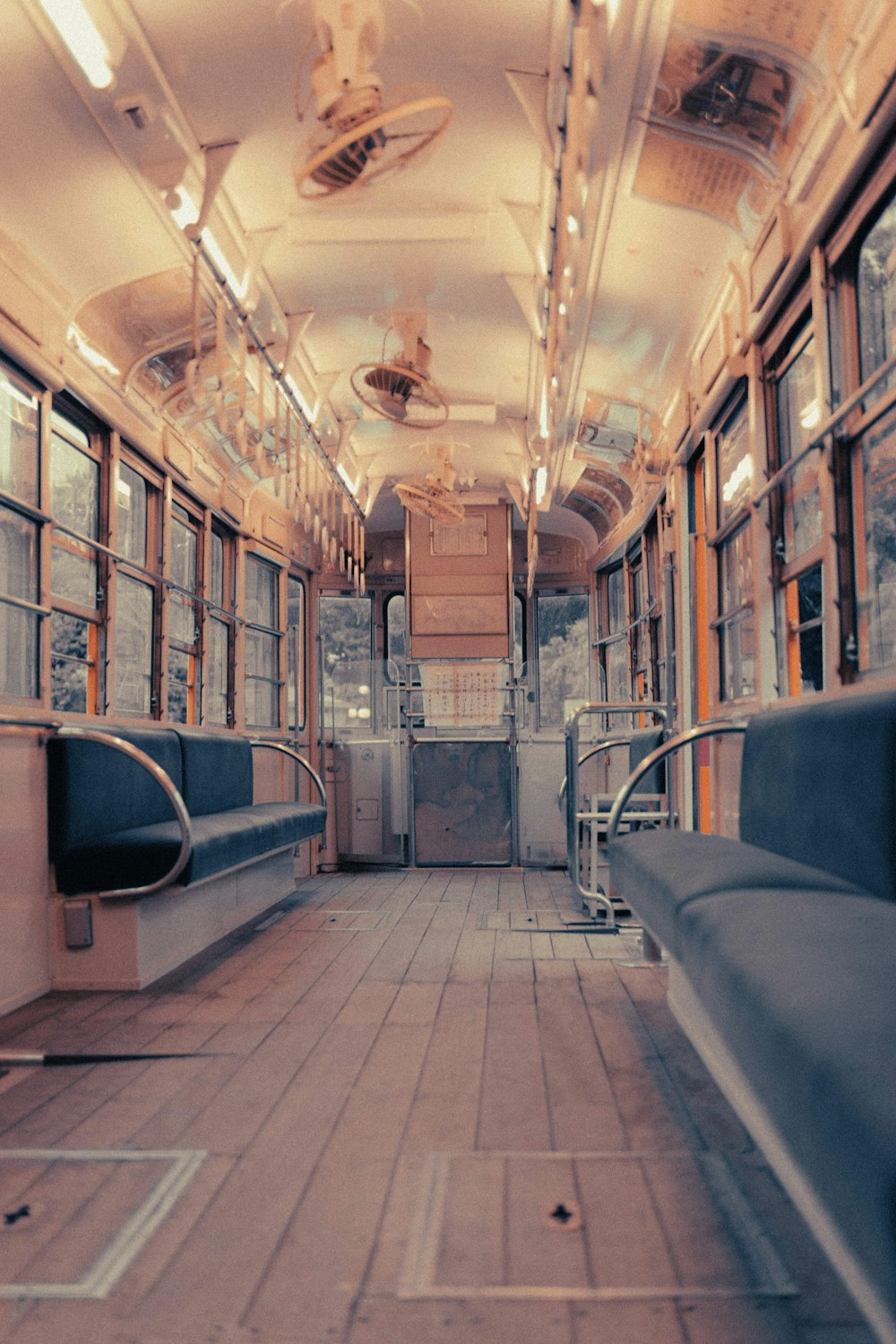 an empty train car with no people on it