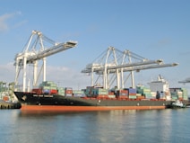 a large cargo ship in a large body of water