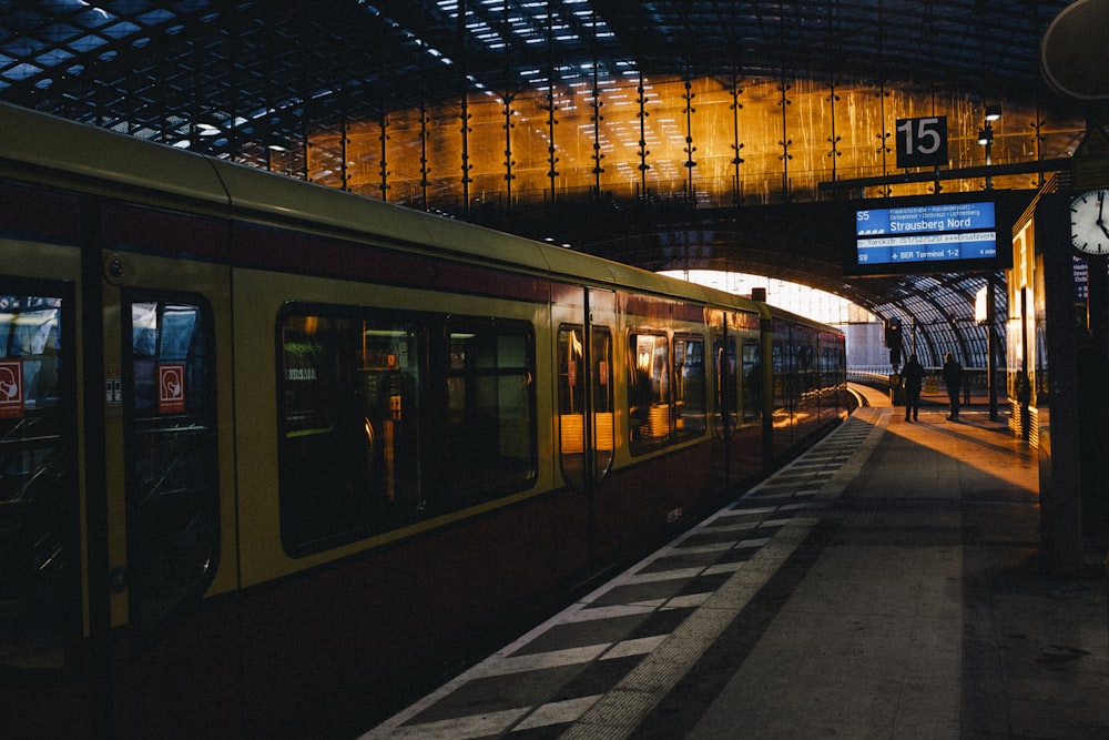 a subway train at a train station