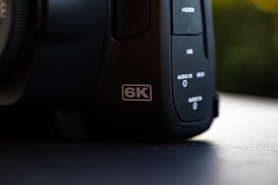 a close up of a camera on a table