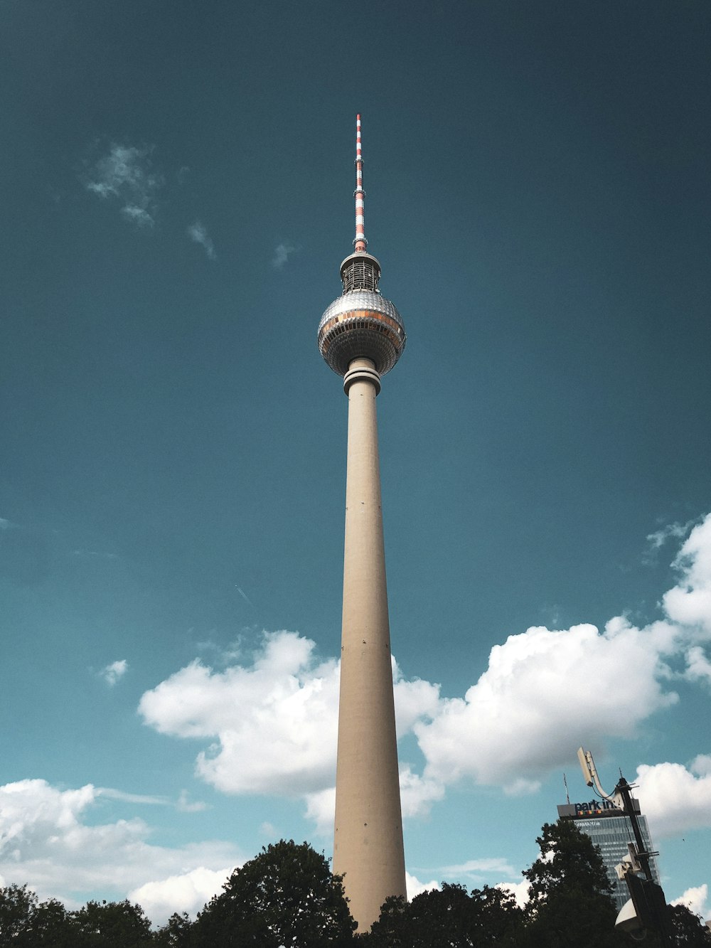 a tall tower with a sky background