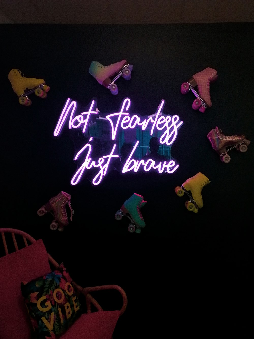 a neon sign that says not teenagers just brave
