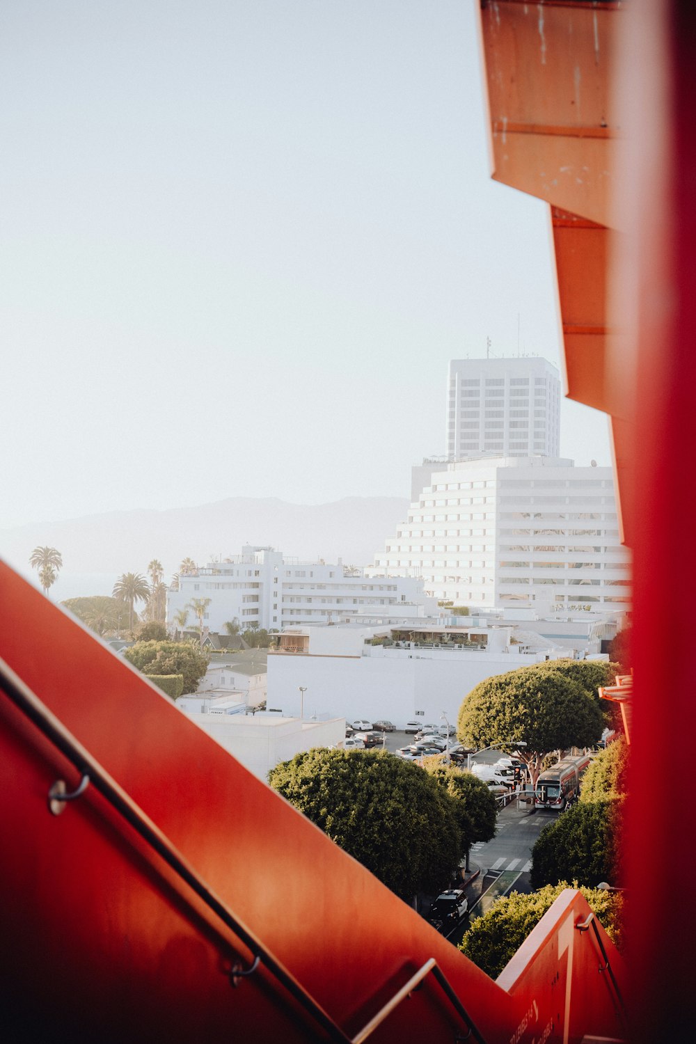 a view of a city from a balcony