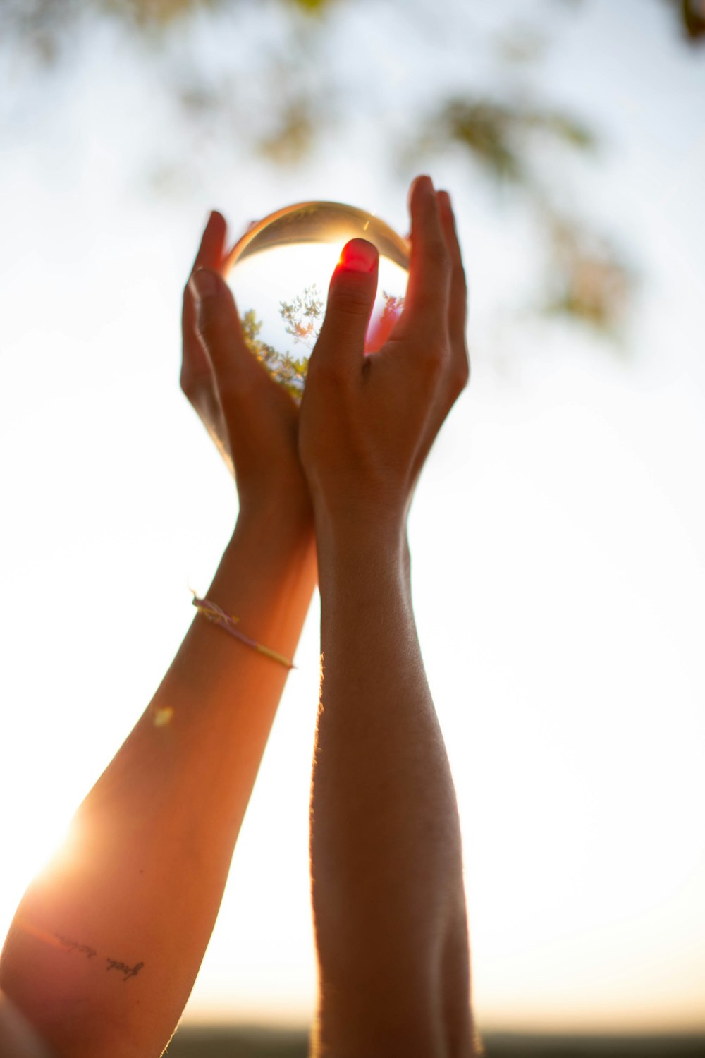 a person holding a small object in their hands