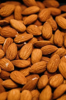 a pile of almonds sitting on top of each other