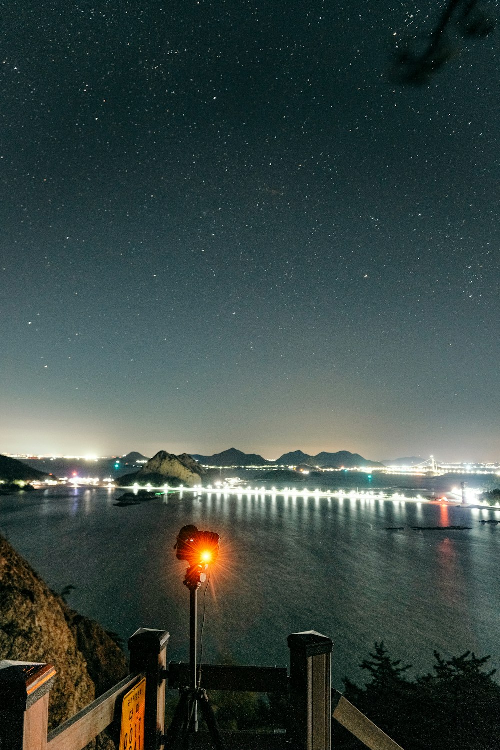 a night time view of a body of water