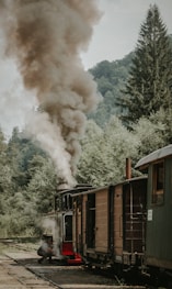 a train with smoke coming out of it
