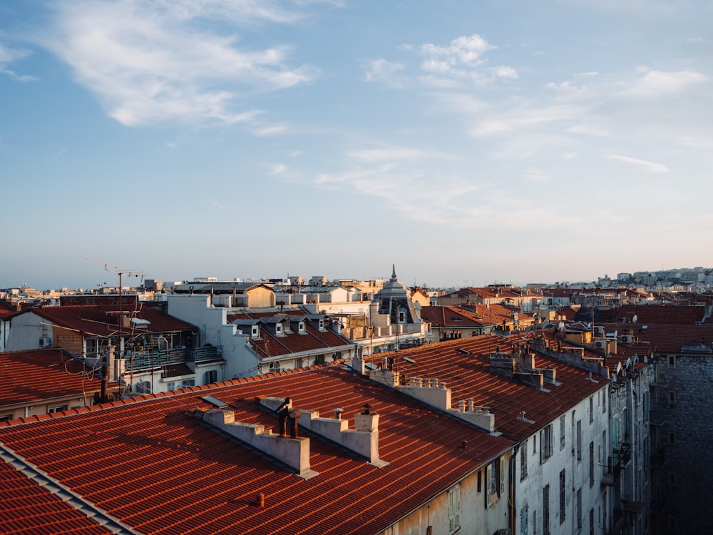 Una vista de una ciudad con tejados y edificios