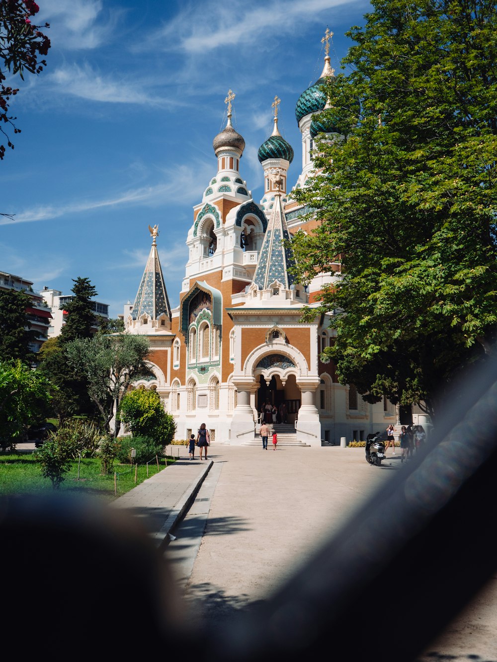 a large building with many spires on top of it