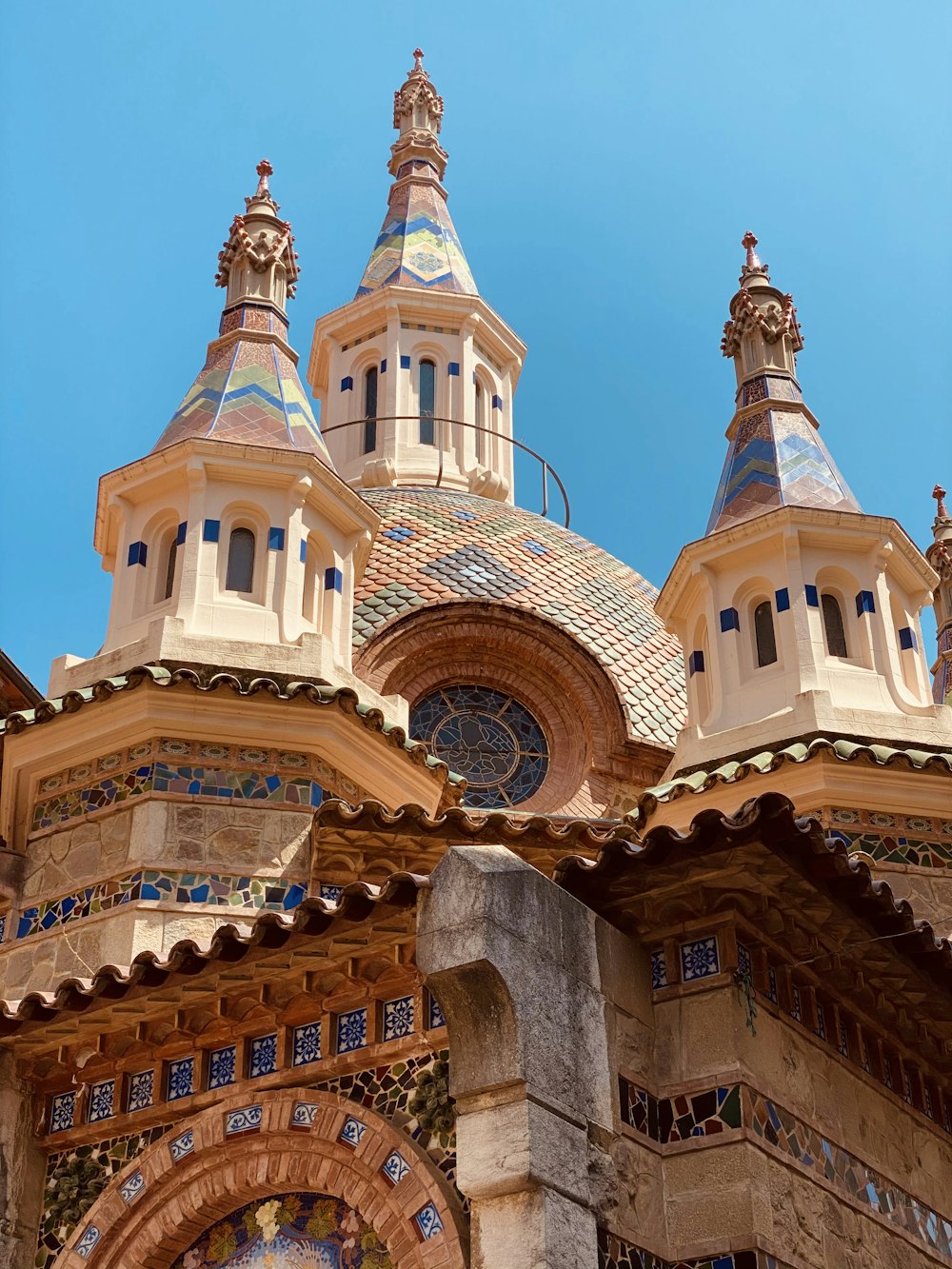 a large building with a clock on it's side