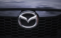 a close up of the front grill of a car