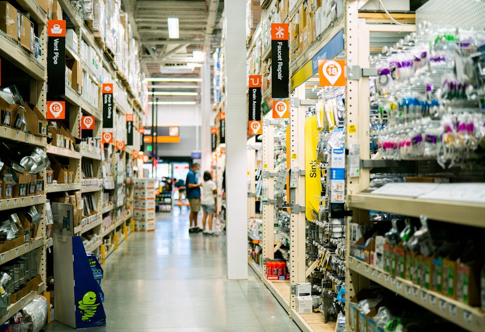 a store aisle filled with lots of items