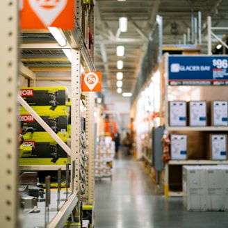 a store aisle filled with lots of yellow and red items