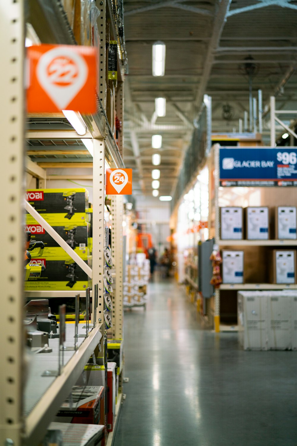 a store aisle filled with lots of yellow and red items