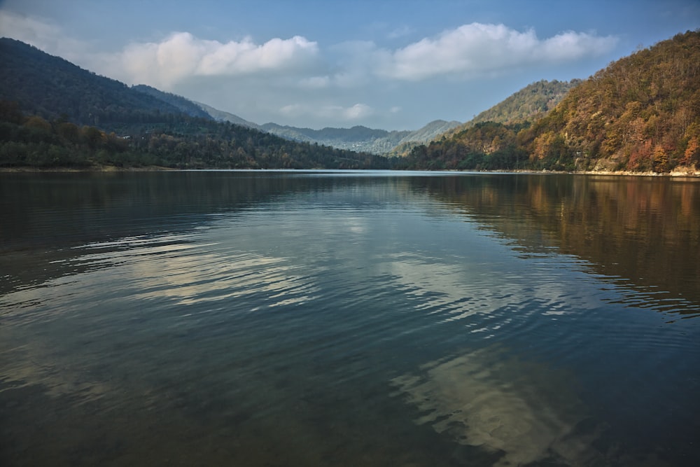 a large body of water surrounded by mountains